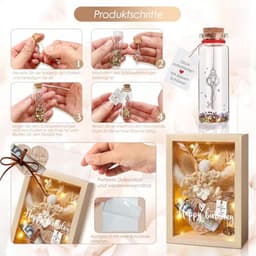 Romantisch geldcadeau met eeuwige bloemen en houten doos voor hem en haar — thumbnail 5