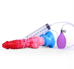 Kiotos Monstar - Big Squirt Cock - Opblaasbare Spuitende Dildo - Rood/Roze/Blauw — thumbnail 4