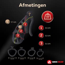 Quick Relief Elite Lock™ Large - Chastity cage - Kuisheidskooi met 4 ringmaten - Kuisheidskooi voor Mannen - Sissy - Cock Cage - Zwart — thumbnail 12