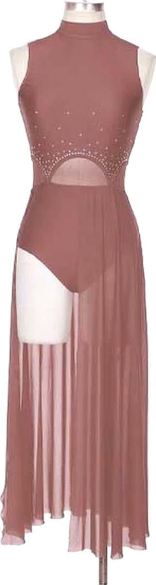 Sexy Dansjurk Dames – Roze Bodysuit jurk – Lange Rok - Feest - Festival — afbeelding 1