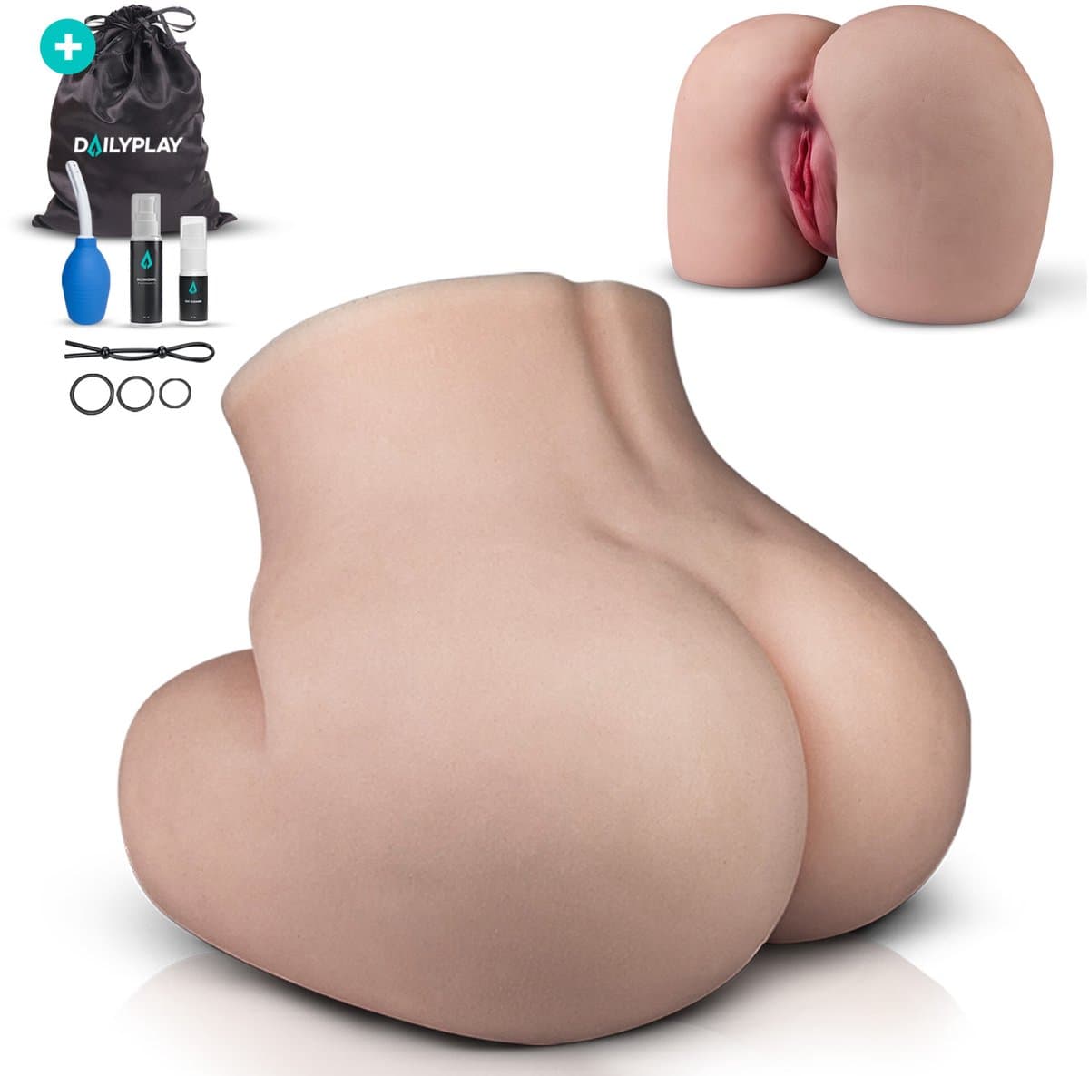 Dailyplay Levensechte Masturbator Billen voor Mannen – TPE - 10kg - 31cm - Sex Toys Man – Kunstvagina met Kont en Anus- Pocket Pussy — afbeelding 1