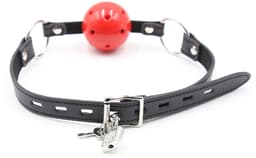 Smart Moves - Ball Gag - Plastic Bal met Ademgaten - Rood/Zwart — thumbnail 2