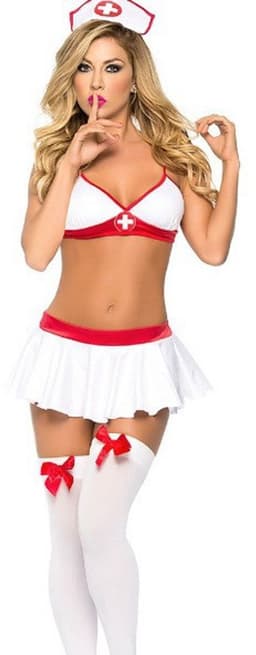 3 Delige Dokter kostuum - Sexy verpleegster pakje plus stockings - Cosplay & Roleplay - Verpleegster pakje - Rollenspel - Dames - sexy lingerie - one size -LOUZIR — thumbnail 1