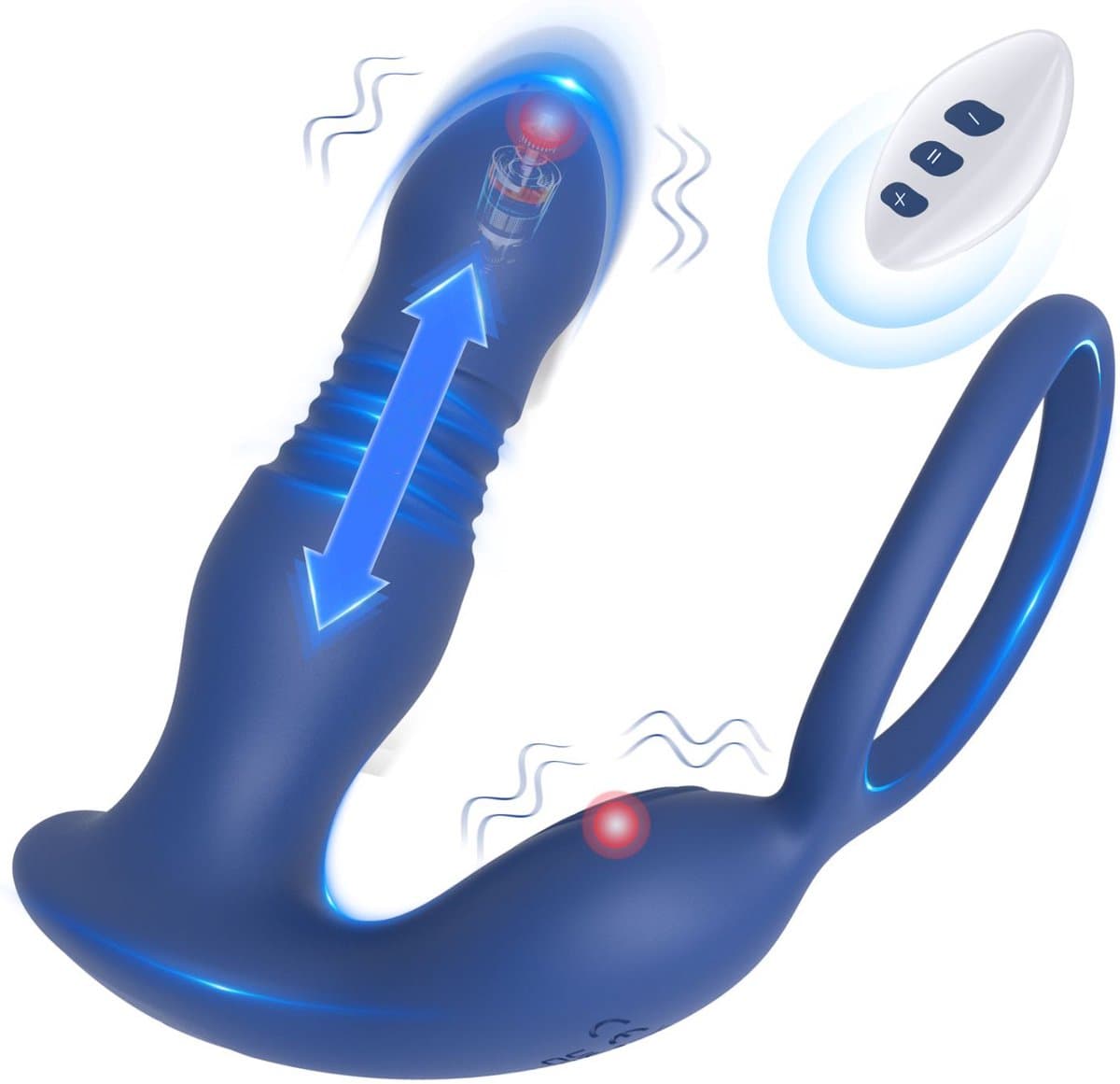 IntiMate® Palos - Anale Vibrator voor Mannen - Prostaatstimulator met Afstandsbediening - 7 Vibratie & Pulsatiestanden - Ballenstimulator - Stotende Buttplug met Penisring - Anale Dildo met Dubbele Cockring - Blauw — afbeelding 1