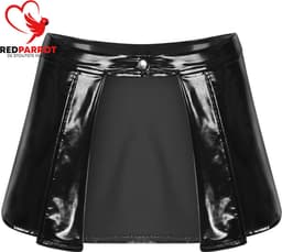 Hoge taille mini rok - Open kruis - Sexy en Erotisch - BDSM - Latex look - Zwart — thumbnail 4