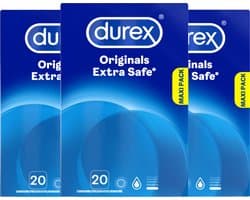 Durex - Condooms - Extra Safe - 3 x 20 stuks - Voordeelverpakking