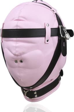 Banoch - Reticent Hood Black/Pink -Zwart/Roze bondage masker van pu Leer | BDSM — thumbnail 5
