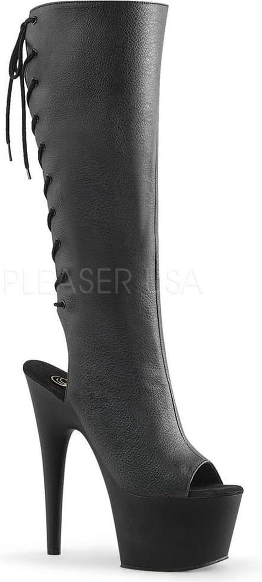 Adore-2018 plateau peeptoe laars met open hiel en stiletto hak mat zwart - (EU 39 = US 9) - Pleaser — afbeelding 1