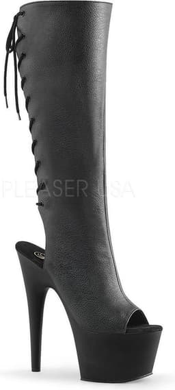 Adore-2018 plateau peeptoe laars met open hiel en stiletto hak mat zwart - (EU 39 = US 9) - Pleaser — thumbnail 1