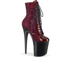 Pleaser - FLAMINGO-1020SP Plateau Laarzen, Paaldans schoenen - Paaldans schoenen - 37 Shoes - Rood/Zwart
