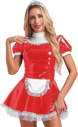 Latex wetlook schoonmaakster - Rollenspel - Erotische kleding - Sexy Jurk - Met hoofdband - Cosplay — thumbnail 1