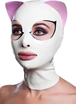 Latex masker voor vrouwen - Erotische kat - 4MM dik - Wit - BDSM - Bondage - Seks maskers - Maat S/M — thumbnail 1