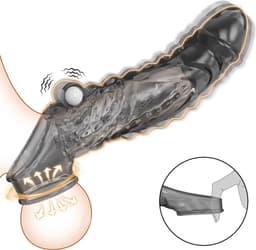 Penis sleeve Vibrerend - Oprekbare Sleeve - Cockring - Penis Verlenger - Open Balzak — thumbnail 1