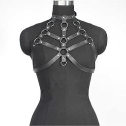 Leather Look Harnas met Ketting - Dames Lingerie - BDSM - Verstelbaar - Topje - Festival - Seks — thumbnail 3