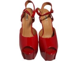 JUMEX-EROTISCHE PUPM -RED LAKLEER- HAK 16 CM-ZOOL 6CM-SIZE39