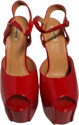 JUMEX-EROTISCHE PUPM -RED LAKLEER- HAK 16 CM-ZOOL 6CM-SIZE39 — thumbnail 1