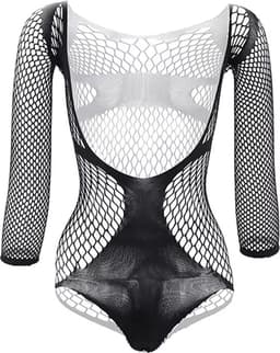 Sexy Heren Visnet Bodysuit - Lingerie met Lange Mouwen voor Mannen - One Size — thumbnail 2