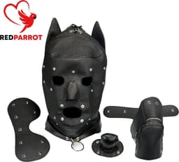 Leren fetisj masker - BDSM - Rollenspel - Dominantie - 3 in 1 - Erotisch masker - Hond - Verstelbaar - Kunstleer — thumbnail 3