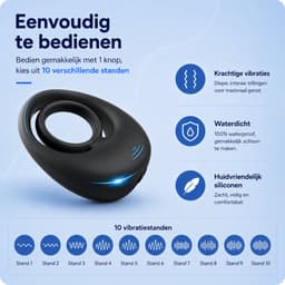 NØXA Hero - Cockring Vibrerend - Vibrerende Cockring - Penisring Siliconen - Flexibele Pasvorm - Meerdere Vibratiestanden- Sex Toys voor Koppels- Mannen - Zwart — thumbnail 4