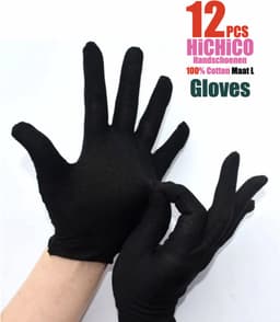 Katoenen handschoenen Zwart L - 12Stuks/6Paar Beschermende Handschoenen - Gezondheidszorg - Ziekenhuis - Beauty Center - Kapper - Salon Spa Tattoo – Jewelry - Eczeem - Allergie - Handcrème - Juweliers - Munt handschoen — thumbnail 1