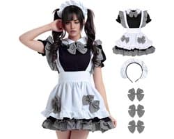 Dailygoods- Maid Kostuum Schattige Outfit - Klassieke Cosplay - Anime Cosplay - Zwart-Wit Geruit - Hoofdband - Voor Kerstmis/Halloween