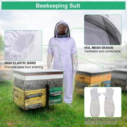 Dailygoods- Bijenpak Professioneel - Imkerkostuum - Geventileerde Sluierkap - Handschoenen - Volledig Lichaam - Polyester Katoen - Imkerpak — thumbnail 5