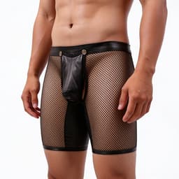 Heren Lingerie - Onderbroek - Open Kont Ondergoed - PU Leer — thumbnail 2