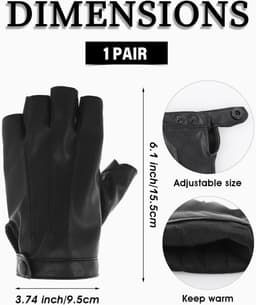 Handschoenen, vingerloze handschoenen, PU-kunstleer, halve vingers, touchscreen-handschoenen, voor motorfiets, fietsen, klimmen, fitnessstudio, outdoor, sport, mannen, vrouwen, tieners — thumbnail 2