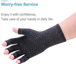 Handschoenen, artrose-handschoenen, compressie handschoenen, vingerloze handschoenen voor pijnverlichting, gaming, typen en warmte voor mannen en vrouwen, antislip, maat S, zwart — thumbnail 5