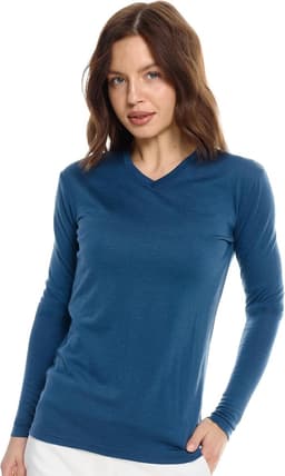 Basislaag dames - 100% merinowol shirt dames thermisch ondergoed lange mouwen T-shirt — thumbnail 1