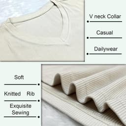 Cmdr Slim Fit V-hals Lange Mouw Spier-Thermo-T-Shirt Casual Geribbelde Trui Lichte Trui Onderhemden — thumbnail 2