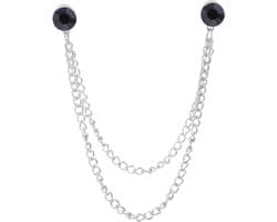 Rhinestone Ketting Broch Pins, Ronde Kristallen Kwastje Ketting Hangende Mode Kristal Revers Speldjes voor Vrouwen Mannen Kleding Mantel Hoed Tas Zilverkleurig (Donkerblauw)