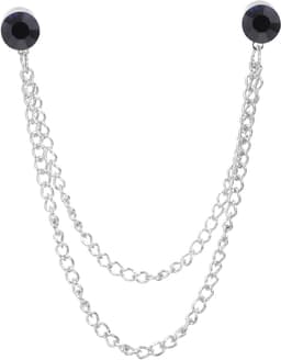 Rhinestone Ketting Broch Pins, Ronde Kristallen Kwastje Ketting Hangende Mode Kristal Revers Speldjes voor Vrouwen Mannen Kleding Mantel Hoed Tas Zilverkleurig (Donkerblauw) — thumbnail 1
