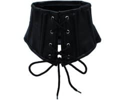 Kiotos - Zwart Lederen Lace-Up Corset Collar
