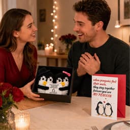 Pinguïn cadeau - handgehaakt figuur - met liefdeskaart - perfect voor geliefden - SnelShoppen — thumbnail 3