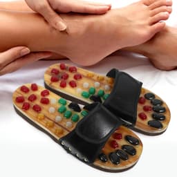 Voetmassage Sandalen - Massageslippers Acupunctuur - Voetverzorging Ontspanning - Natuurlijke Jade Kasseien - 28 x 10 x 35 cm - Zwart — thumbnail 3