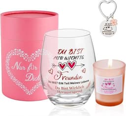 Persoonlijk Cadeau voor Vrouwen, Gegraveerd Wijnglas en Geurkaars Set, Perfect voor Verjaardagen en Speciale Gelegenheden — thumbnail 1