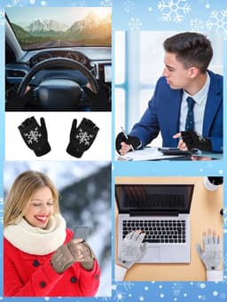 Vingerloze Dames Winter Gebreide Handschoenen - Warm Wol - Thermisch en Omkeerbaar - Ideaal voor Koude Dagen - ShopVlot — thumbnail 5