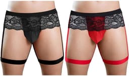 Jockstrap ondergoed voor heren - lage taille - zwart/rood - comfortabele pasvorm - ideaal voor dagelijks gebruik - ShopVlot — thumbnail 1