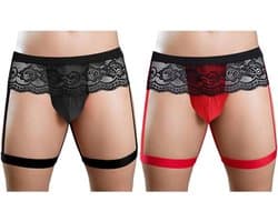 Jockstrap ondergoed voor heren - lage taille - zwart/rood - comfortabele pasvorm - ideaal voor dagelijks gebruik - ShopVlot