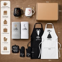 Mr & Mrs Cadeauset - Koppen Mokken Set - Cadeau Geven - 11-delig - 450 ml - Zwart Wit — thumbnail 5