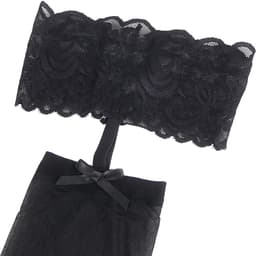 Zeloria Jarretelkousen met Kant en Strikje – Hold Up Kousen Dames – Zelfdragende Stay Ups – Transparante Stockings – Zwart – L/XXL — thumbnail 5