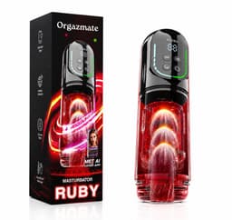 Orgazmate Ruby de Masturbator voor Man - Sex Toys voor Mannen - Met AI Lover App - Blowjob Simulator - Masturbators Electrisch - 343 Verschillende Modes - Pocket Pussy - Automatisch - USB-C Oplaadbaar - Zwart — thumbnail 1