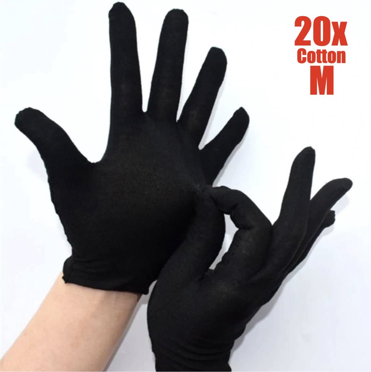 Katoenen handschoenen Zwart Medium 20Stuks/10Paar Beschermende Handschoenen - Medium - Gezondheidszorg - Ziekenhuis - Beauty Center - Kapper - Salon Spa Tattoo – Jewelry - Eczeem - Allergie - Handcrème - Juweliers - Munt handschoen — afbeelding 1