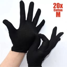 Katoenen handschoenen Zwart Medium 20Stuks/10Paar Beschermende Handschoenen - Medium - Gezondheidszorg - Ziekenhuis - Beauty Center - Kapper - Salon Spa Tattoo – Jewelry - Eczeem - Allergie - Handcrème - Juweliers - Munt handschoen — thumbnail 1