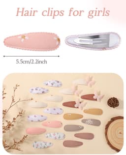 Haarspeldjes Baby Meisje Haarstrikken Clips Bloemenprint Antislip Verpakt Snap Haarspelden Bloem Clips-Licht Solid & Bloemen & Vlinder — thumbnail 2