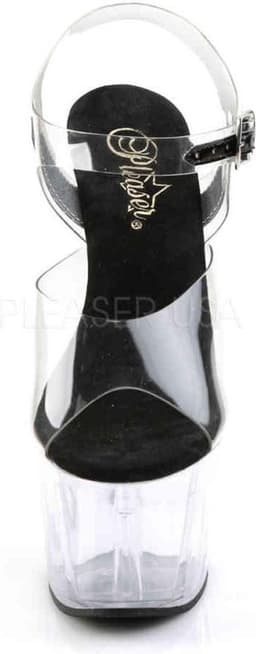 Pleaser - ADORE-708 Sandaal met enkelband, Paaldans schoenen - Paaldans schoenen - 39 Shoes - Transparant/Zwart — thumbnail 2