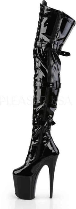 Pleaser - FLAMINGO-3028 Plateau Overknee Laarzen - Paaldans schoenen - 38 Shoes - Zwart — thumbnail 3