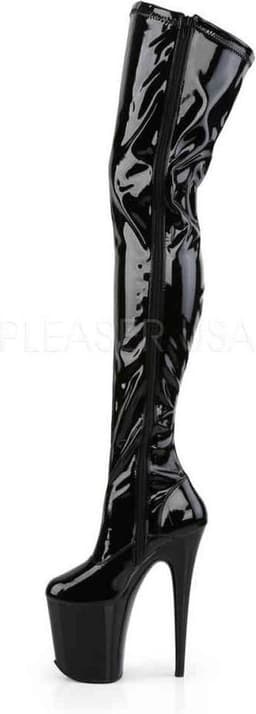 Pleaser - FLAMINGO-3000 Plateau Overknee Laarzen - Paaldans schoenen - 35 Shoes - Zwart — thumbnail 3