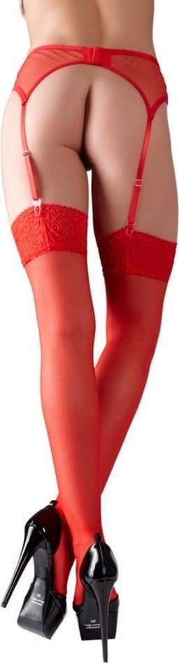 Cottelli Collection – Jarretel Kousen met Spannend Uiterlijk en Fijne Pasvorm voor Pure Verleiding – Maat XL - Rood — thumbnail 5